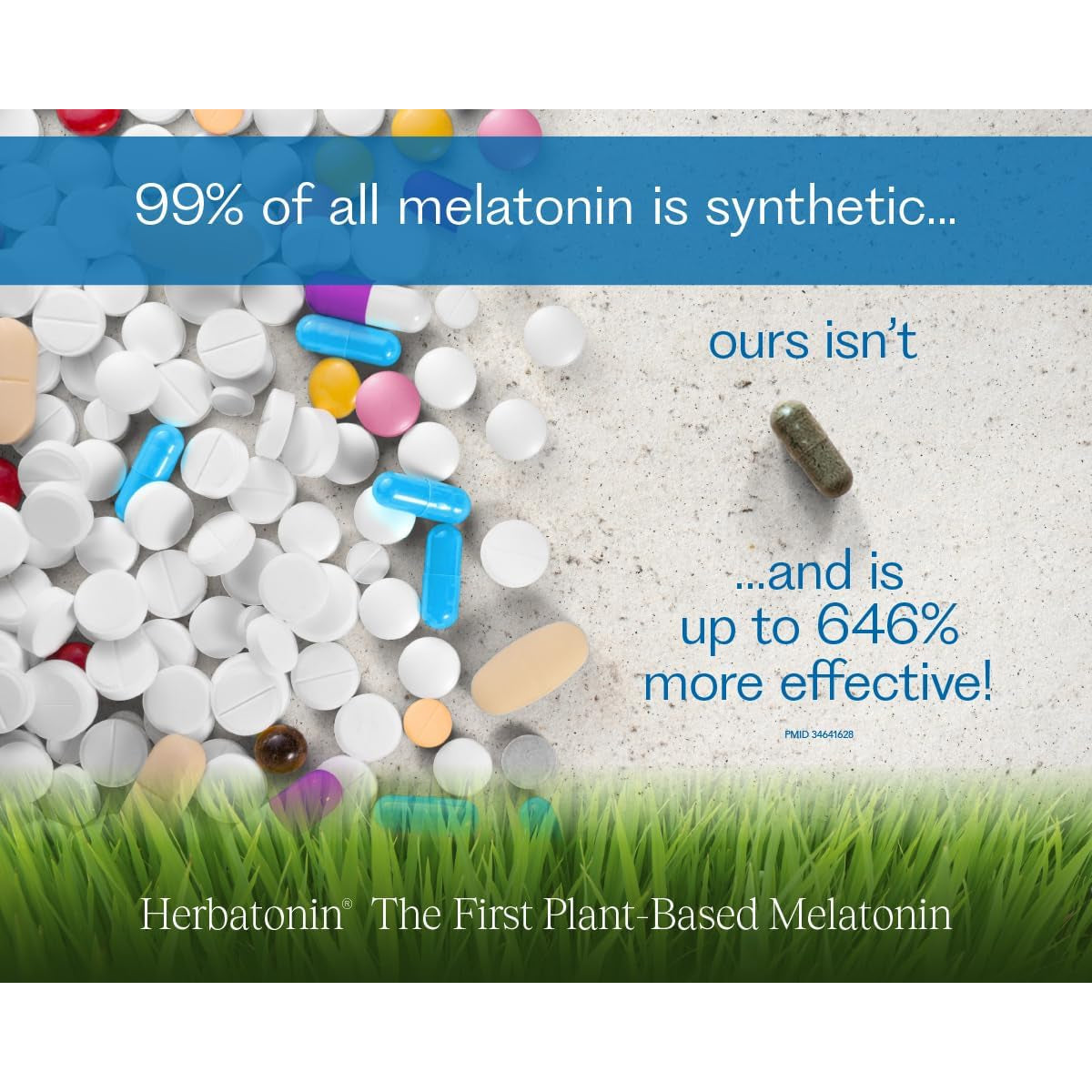 Herbatonin® 3Mg - the First Phyto-Melatonin (Natural Plant Melatonin) for Sleep Cycle, Body Clock and Circadian Rhythm Support for Jet Lag, Shift Work and Sleeplessness 60 Vegan Capsules