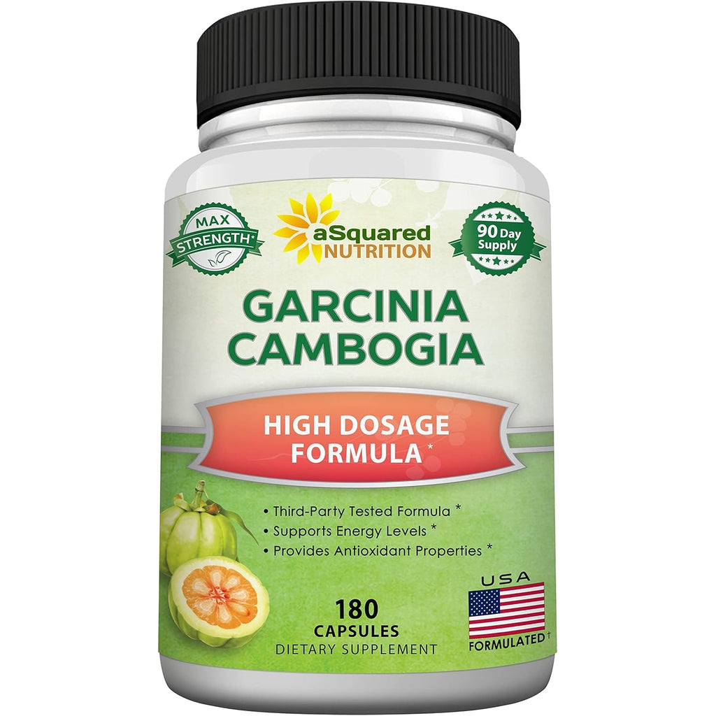 Asquared Nutrition Garcinia Cambogia 1600Mg-180 Capsules-Natural Pure Extract Pills for Brain Health- Standardized Ultra HCA & Garcinia Cambogia Supplement Alternative to Gummies, Drops, Tea & Powder