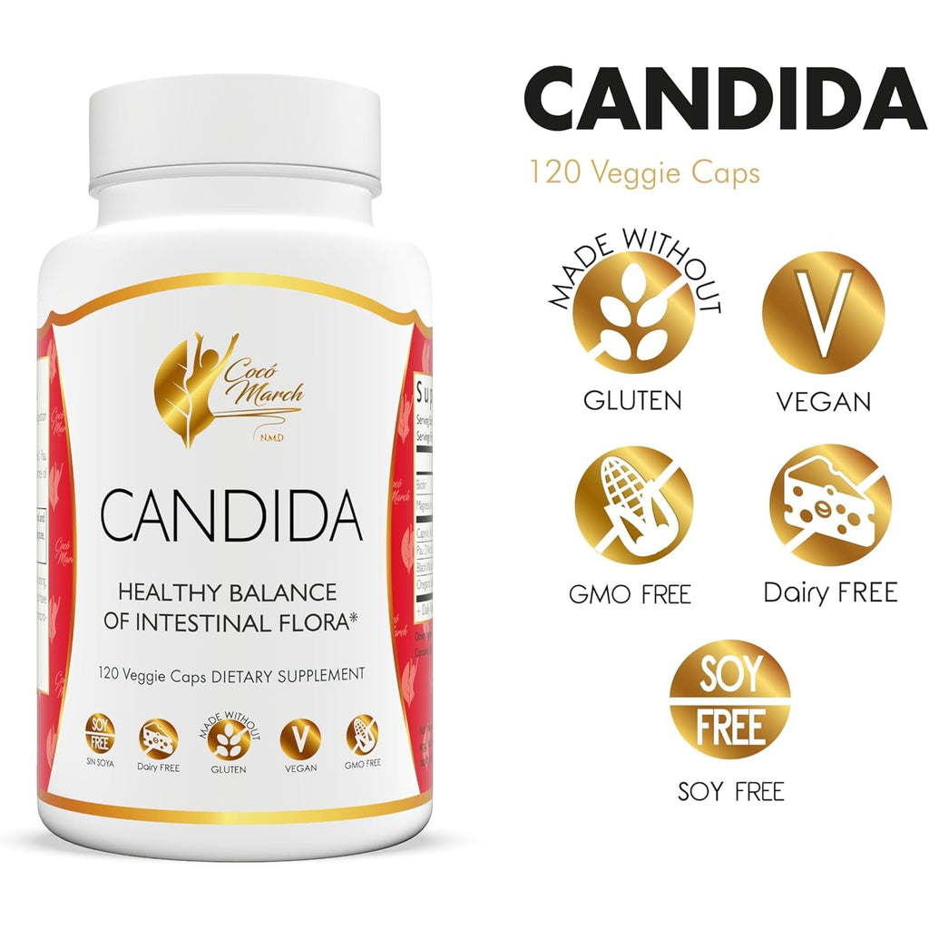 Cocó March N.M.D Candida Cleanse – 30 Day Herbal Detox Cleansing with Digestive Enzymes for Gut Health & Immune Support – Gluten Free, Vegan, Non-Gmo, Dairy Free, Soy Free – 120 Veggie Caps