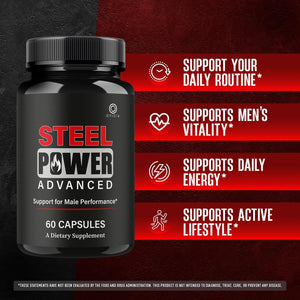 Steel Power - Steel Power Pills All Natural Maximum Strength, Daily Steelpower Capsules Premium Advanced Support Formula for Overall Health & General Wellness, 60 Capsules for 1 Month