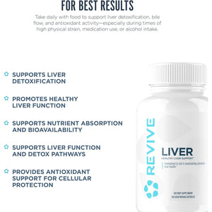 Revive MD Natural Liver Cleanse, Detox & Repair Supplement – Milk Thistle Liver Support Formula Promotes Healthy Liver Function & Helps Reduce Inflammation – 120 Capsules (30 Servings)