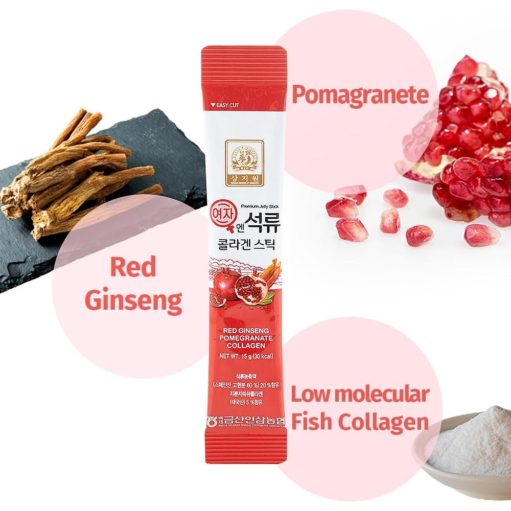 Korean Beauty Baekje Geumsan Women'S Pomegranate Collagen Jelly Stick 5.1Oz / 30 Count (5 Pack)