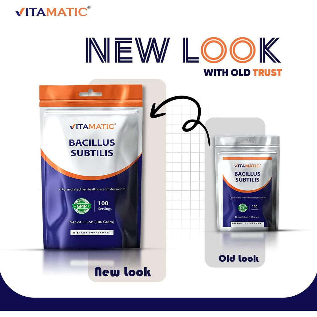 Vitamatic Bacillus Subtilis Pure Powder Probiotic Powder - Gut Health - 100 Gram - 100 Servings