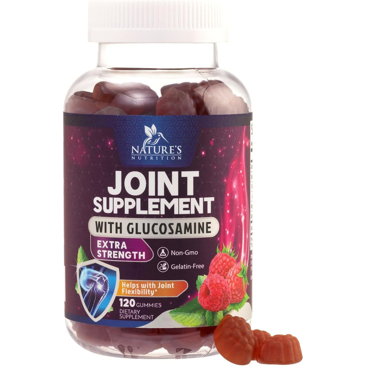 Joint Support Gummies - Glucosamine plus Vitamin E Nature'S Joint Support Supplement for Occasional Discomfort for Back, Knees & Hands - Cartilage & Joint Health & Flexibility Support - 120 Gummies