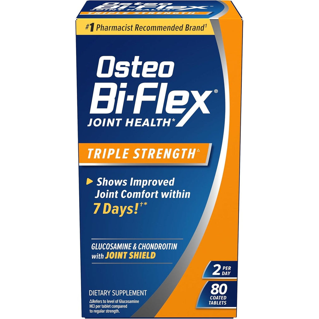 Osteo Bi-Flex Triple Strength Glucosamine Chondroitin Supplement, Improve Joint Function, Strength, Flexibility, Mobility 80 Coated Tablets