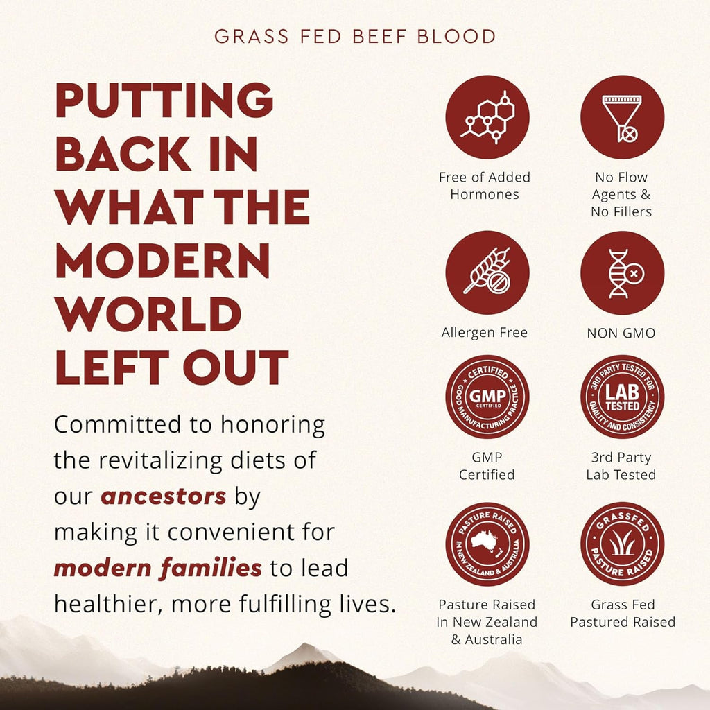 Ancestral Supplements Grass Fed Blood Is Blood, Liver & Spleen Formula, 500Mg, Grass Fed Beef Supplement, Red & White Blood Cell Formation, Immune and Heart Health Support, Non GMO, 180 Capsules