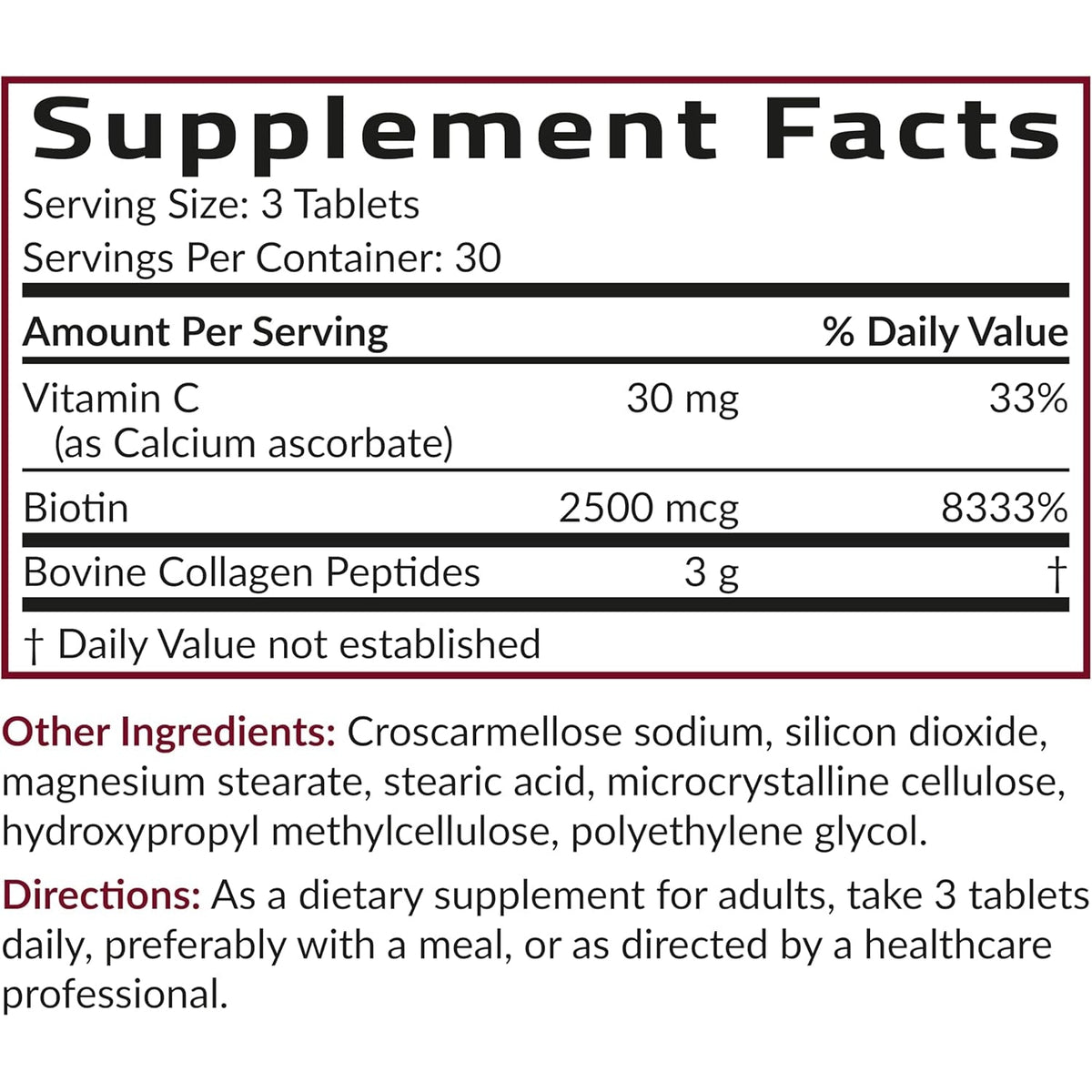Futurebiotics Collagen Peptides with Biotin & Vitamin C Complex 3-In-1 Formula - for Hair, Skin & Nails Support, Non-Gmo, 90 Tablets