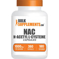 Bulksupplements.Com N-Acetyl L-Cysteine 1000Mg Capsules - N-Acetyl Cysteine 1000Mg, NAC Supplement - NAC 1000Mg, Gluten Free - 2 Capsules per Serving, 360 Capsules (Pack of 1)