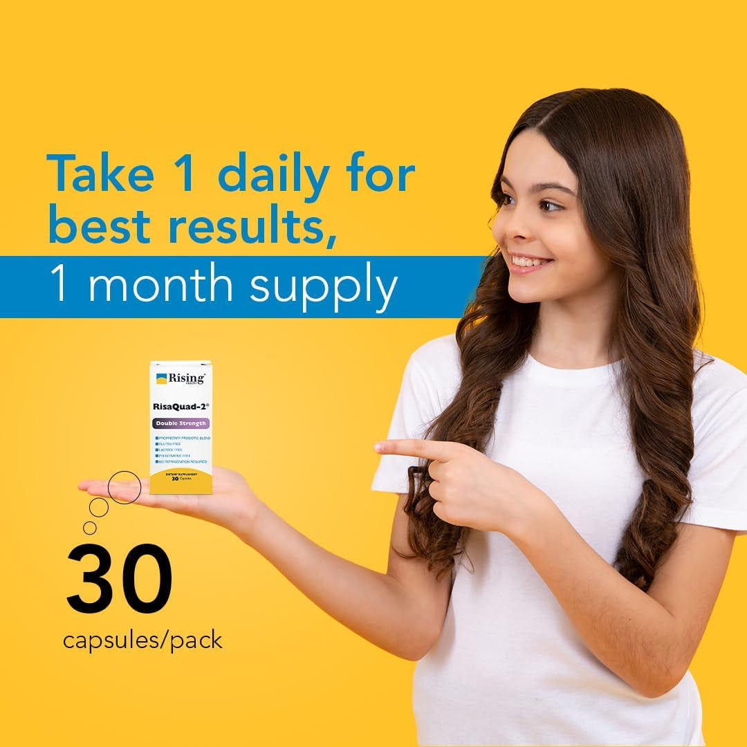 Rising Health Risaquad-2 Double Strength Probiotic Dietary Supplement - 80 Mg Proprietary Probiotic Blend, 30 Capsules
