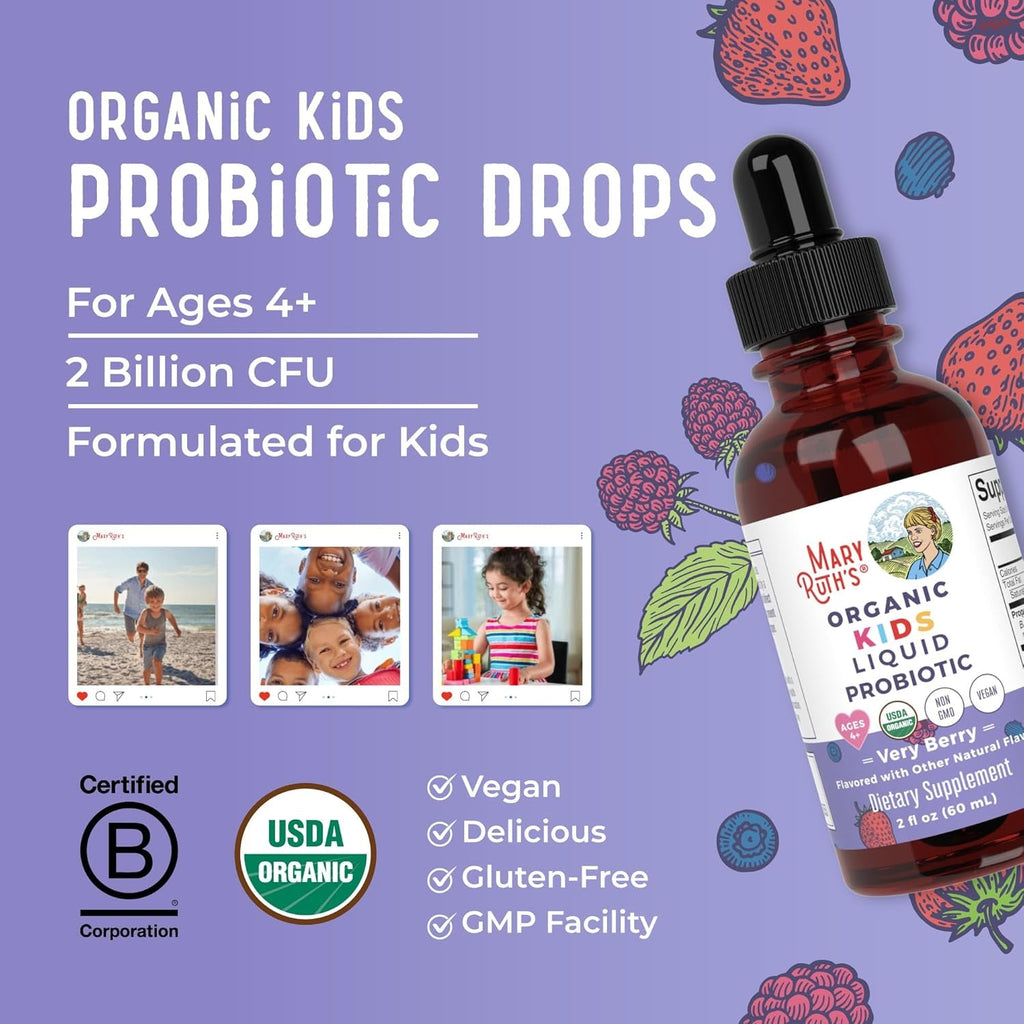MARYRUTH'S Organics Kids Very Berry Liquid Probiotic, 2 FZ