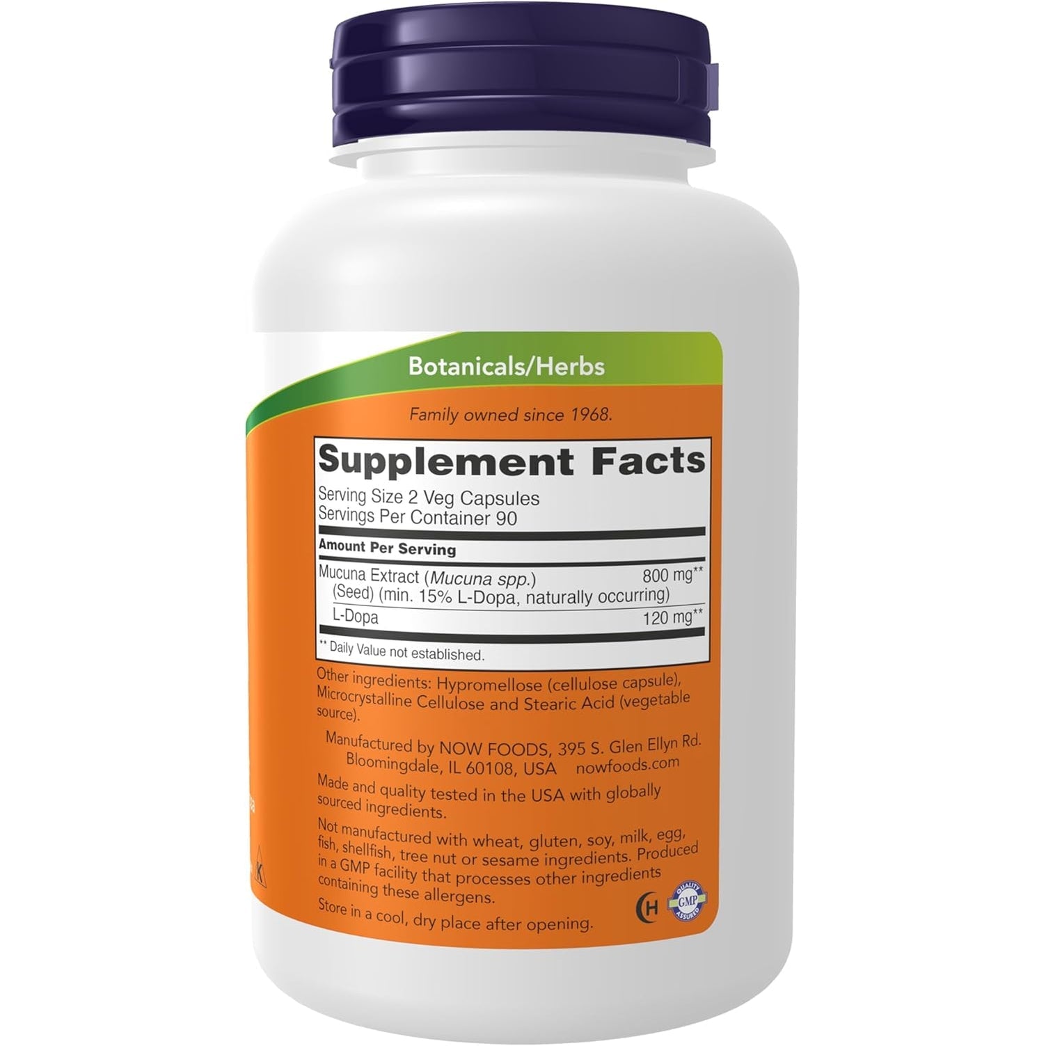 NOW Foods Supplements, DOPA Mucuna, Standardized Mucuna Extract with Naturally Occurring 15% L-Dopa, 180 Veg Capsules