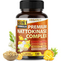 VEGATOT Organic Nattokinase Complex - 10IN1 Formula Vitamin D3, Niacin, Vitamin K2, Zinc, Coq10, Quercetin (150 Count (Pack of 1))