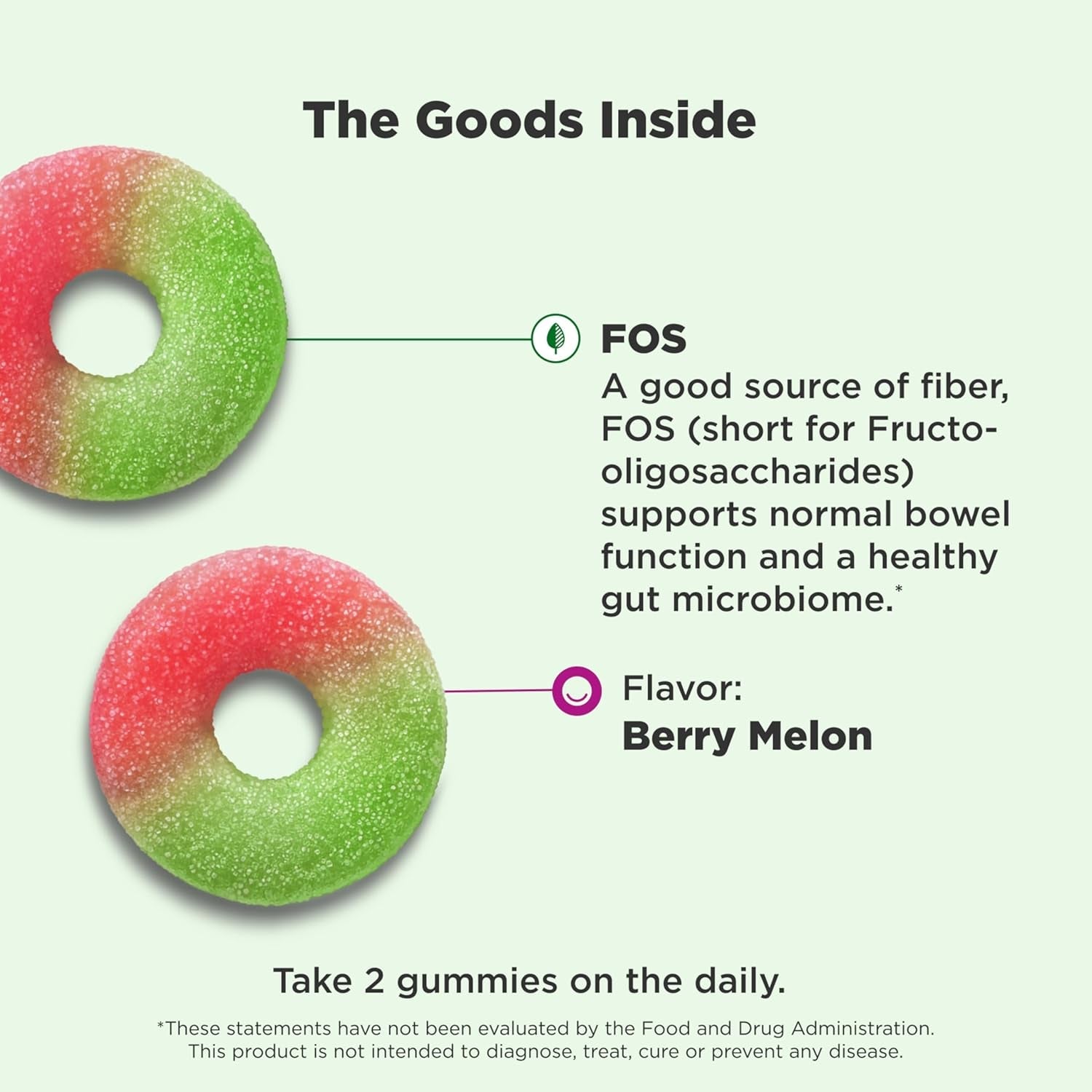 Olly, Fiber Gummy Rings, 5G Fos Prebiotic Fiber, Digestive Health Supplement,* Strawberry Watermelon Flavored, 25 Day Supply, 50 Count