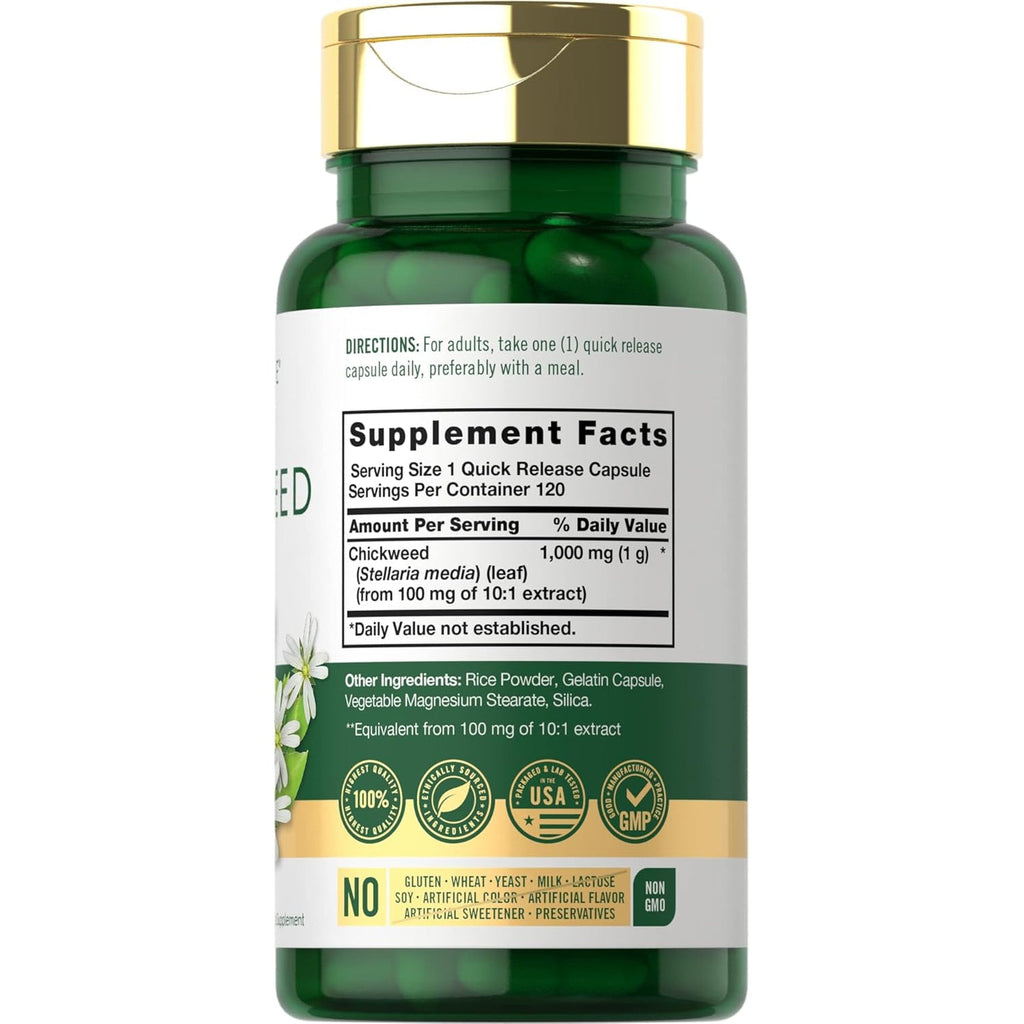 Carlyle Chickweed Supplement | 120 Capsules | Non-Gmo & Gluten Free