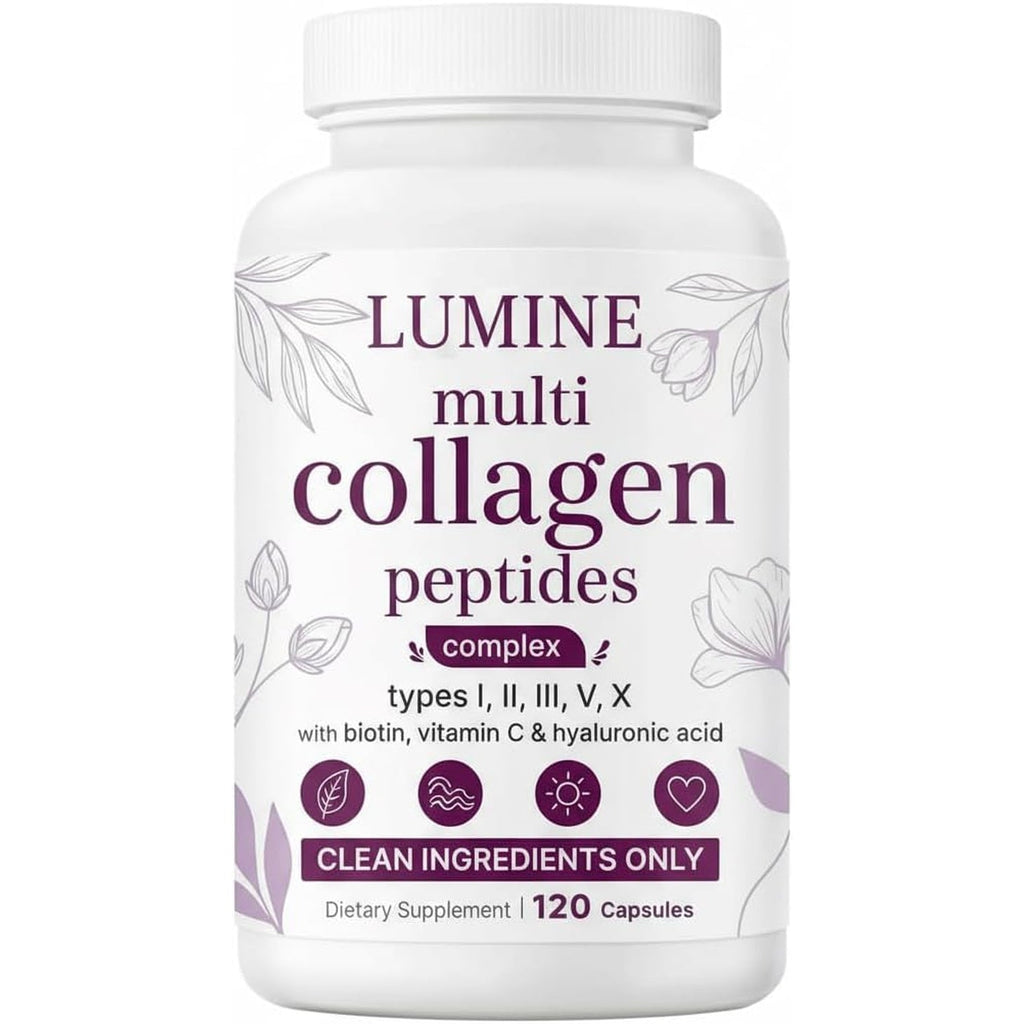 LUMINE Multi Collagen Complex Capsules – Non-Gmo, Gluten-Free & Easy to Swallow (120 Capsules)