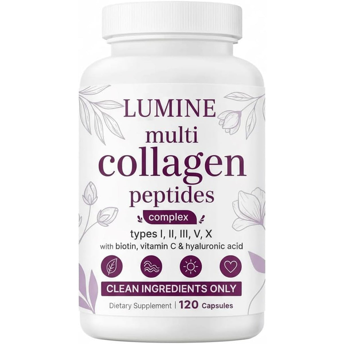 LUMINE Multi Collagen Complex Capsules – Non-Gmo, Gluten-Free & Easy to Swallow (120 Capsules)