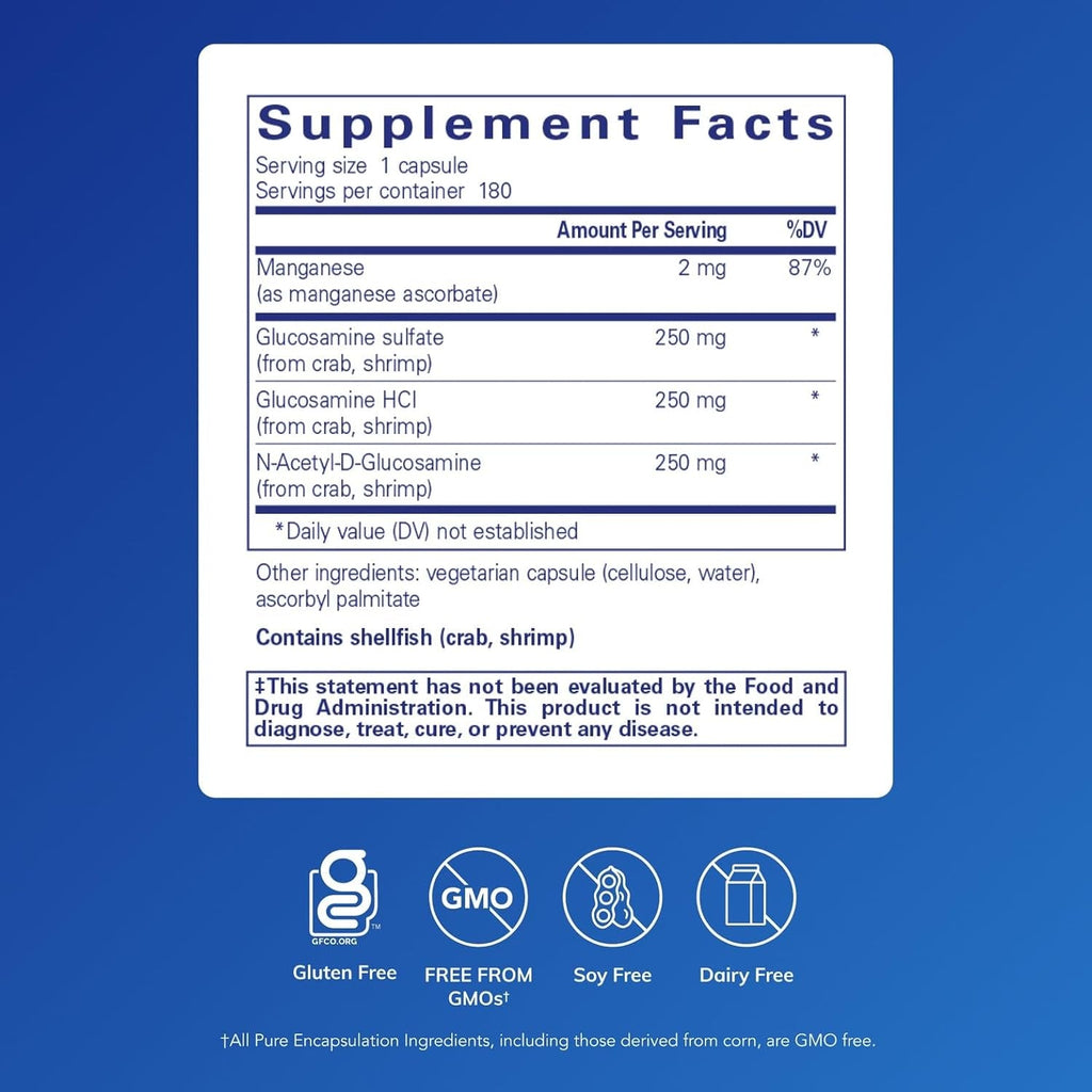 Pure Encapsulations Glucosamine Complex | Dietary Supplement Cartilage Support with Manganese | 180 Capsules