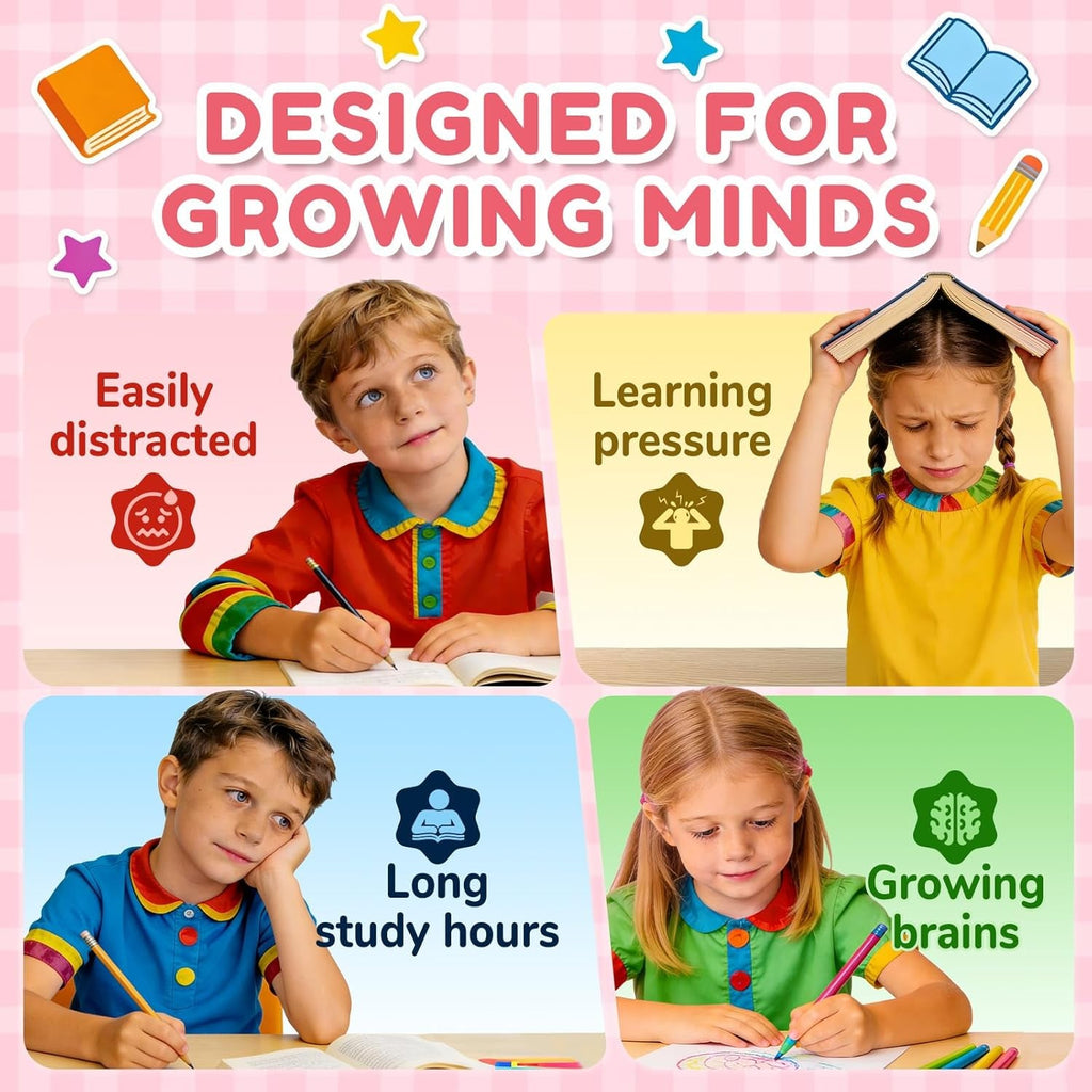 Focus Gummies for Kids, Brain Supplements with Phosphatidylserine, Omega-3 & Saffron, for Kids Memory, Focus & Attention Support, Sugar Free, Vegan, Strawberry Flavor, 60 Chewable