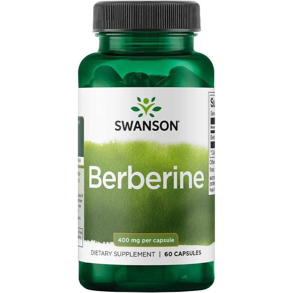 Swanson Berberine Hcl Cardiovascular and Metabolic Health Supplement for Health-Conscious Adults - Non-Gmo, Vegan, Gluten-Free (60 Vegan Capsules, 400 Mg Each)