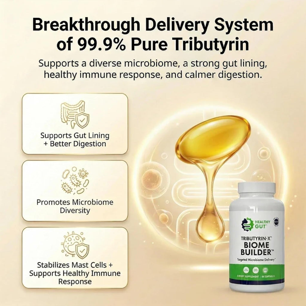 Healthy Gut Tributyrin-X | Most Bioavailable Butyrate Supplement for Gut Health & Leaky Gut Support | 99% Pure W/Zero Odor | 90 Softgels