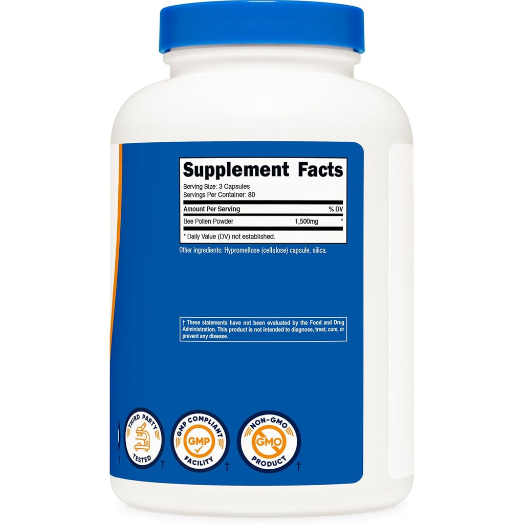 Nutricost Bee Pollen (240 Capsules, 80 Servings) (1,500MG per Serving) - Non-Gmo, GMP Compliant