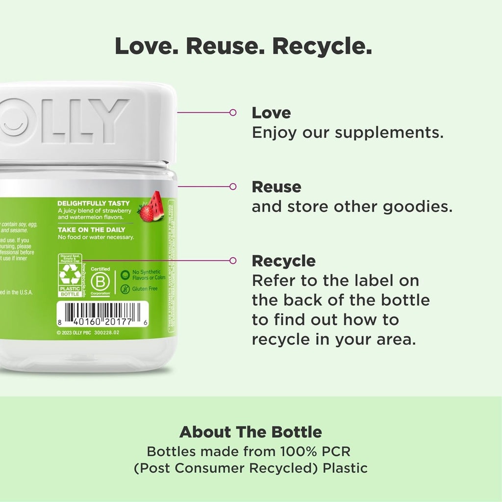 Olly, Fiber Gummy Rings, 5G Fos Prebiotic Fiber, Digestive Health Supplement,* Strawberry Watermelon Flavored, 25 Day Supply, 50 Count