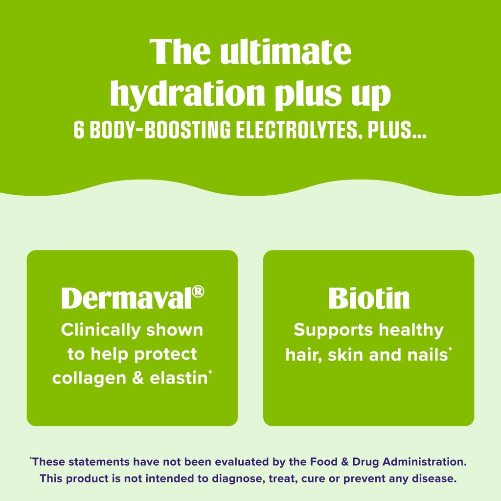 Ultima Replenisher Collagen Defense Supplement and Electrolytes Powder - Kiwi Strawberry, 13 Stickpacks - Hydration Packets with Dermaval and Biotin That Keep Your Skin Hydrated and Looking Radiant