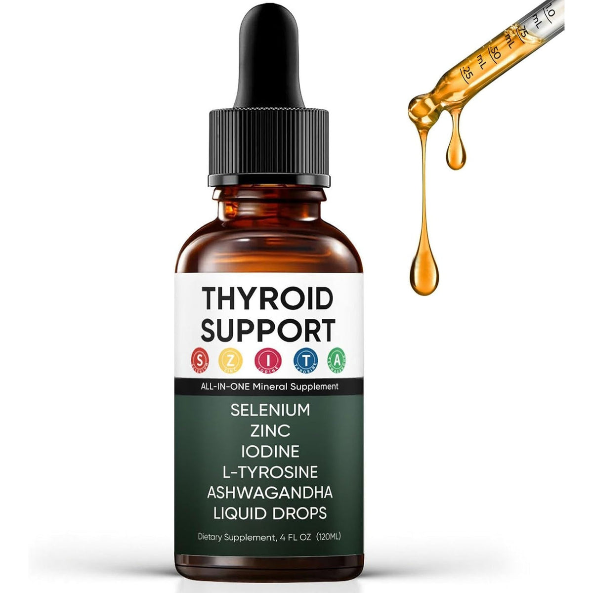 Kindled Thyroid Support Liquid Drops, Actora Thyroid Support Drops with Selenium Zinc Iodine L-Tyrosine Ashwagandha for Hormone Balance - Mood & Energy Supplement - 4 Fl. Oz. (120Ml) (1)