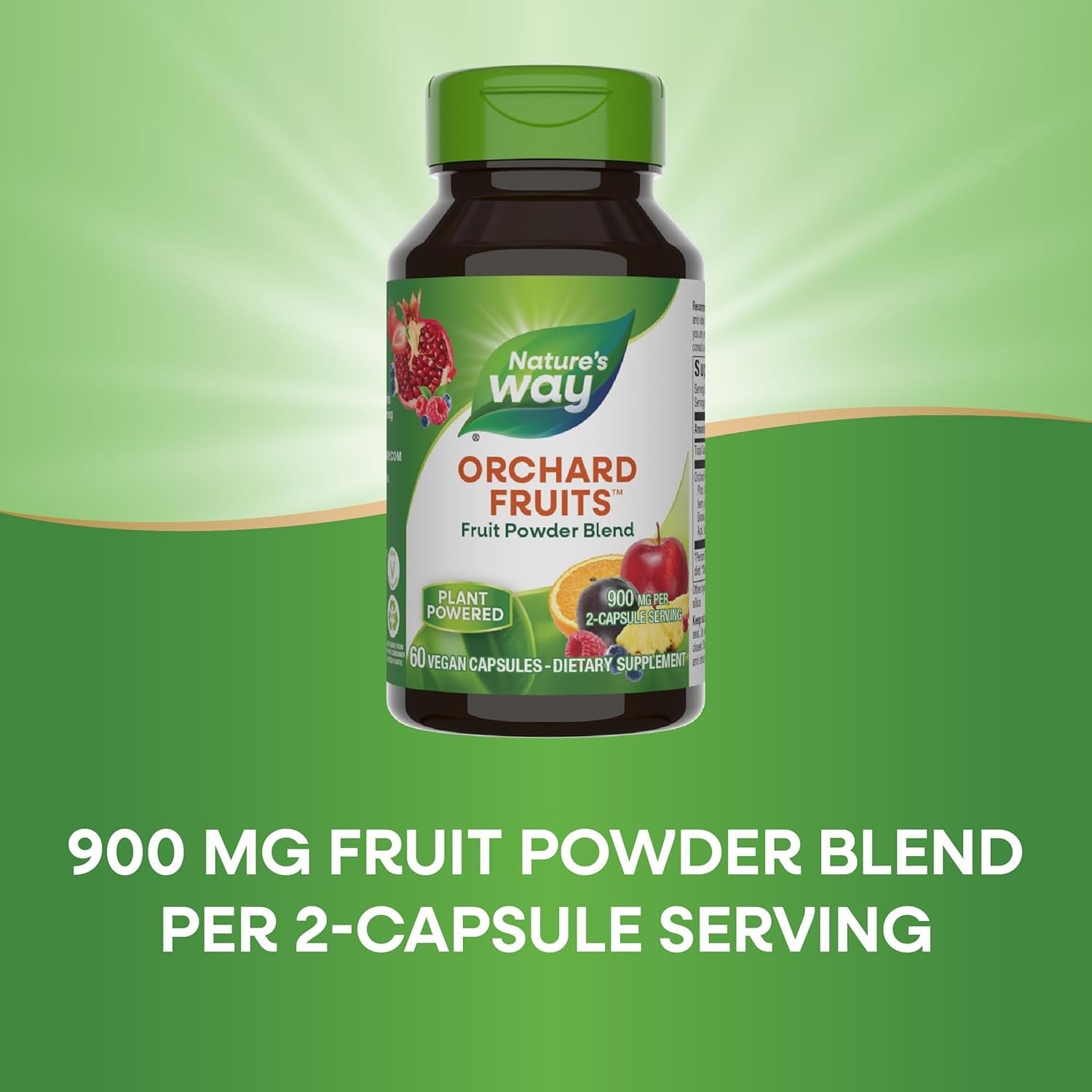 Nature'S Way Orchard Fruits, Fruit Powder Blend, Contains 12 Different Fruits, 900Mg per 2-Capsule Serving, 60 Capsules