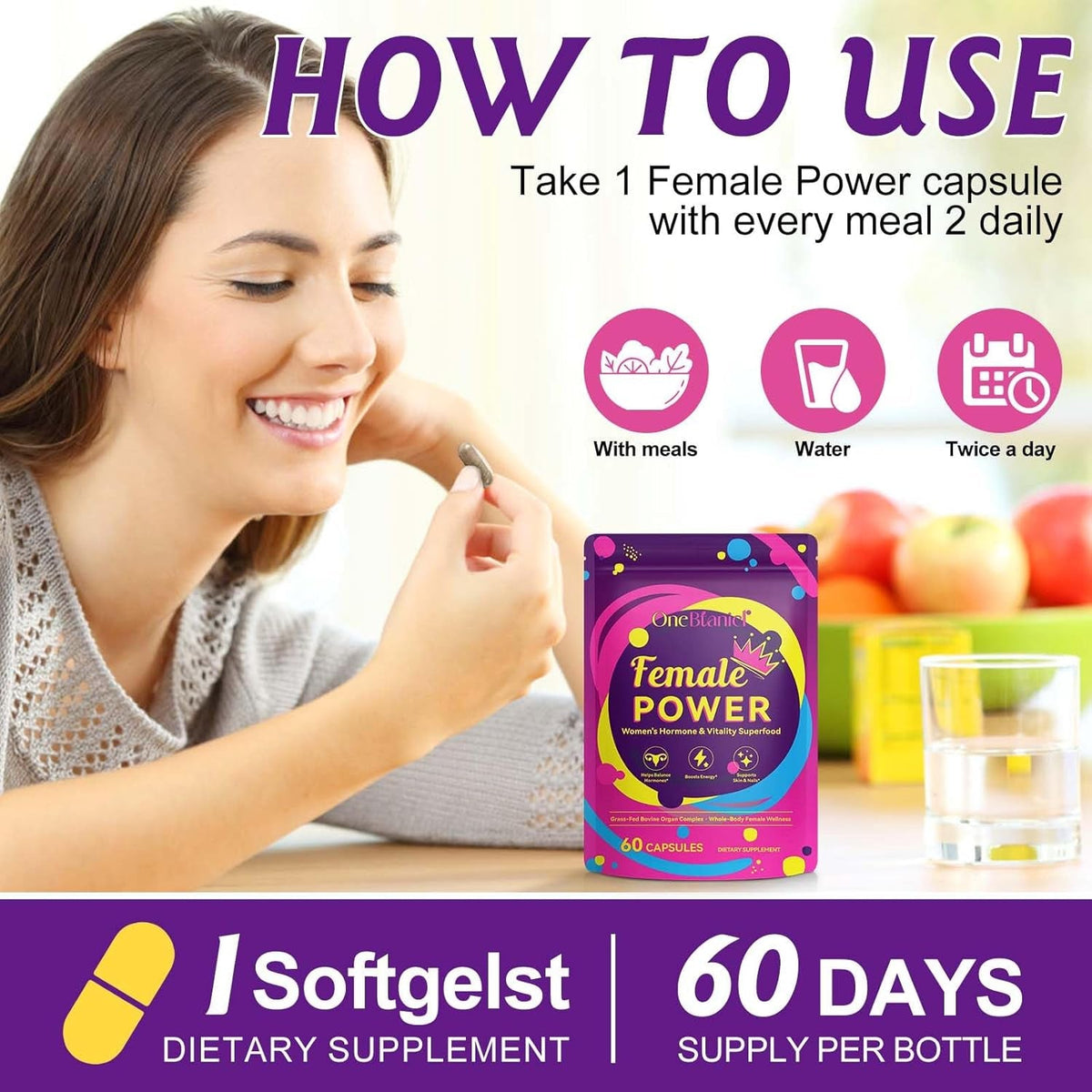 Newseel Beef Organ Supplement for Women, Natural Grass Fed Beef Liver Capsules,Supports Feminine Hormone Balance, Menstruation, Immunity, Skin, Collagen, B12, Energy & Wellness - 60 (1)