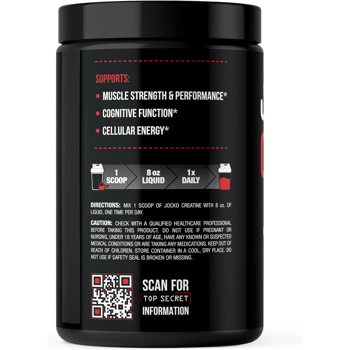 Jocko Fuel Creatine Monohydrate, Pure Micronized Powder for Men & Women, Supports Muscle Growth, Strength, Recovery & Cognition, Unflavored, 450 Grams, 90 Servings