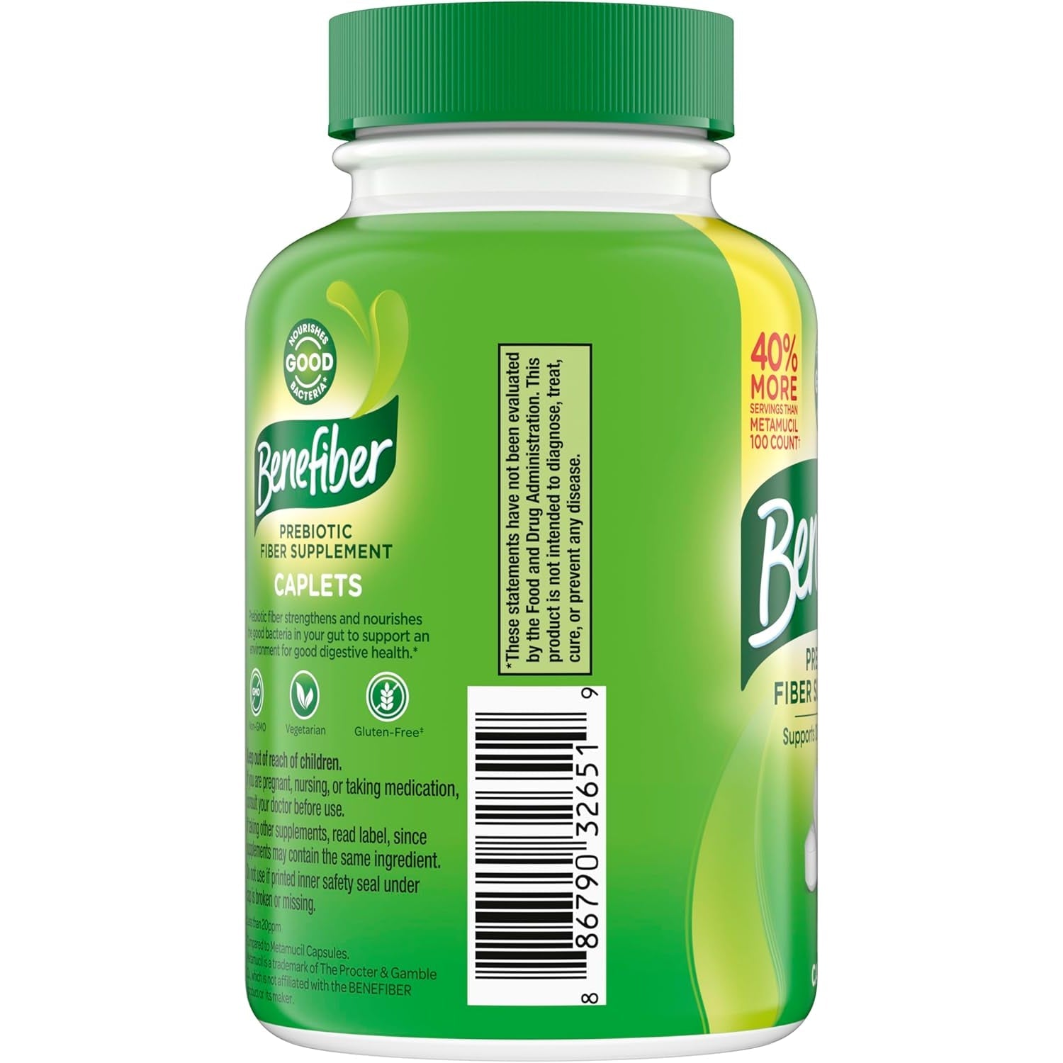 Benefiber Prebiotic GLP-1 Friendly Fiber Supplement Caplets, 84 Count