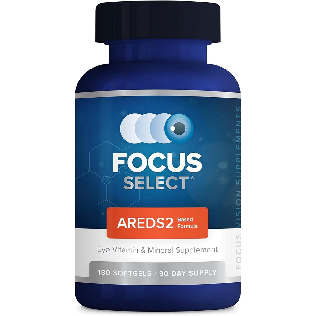 Focus Select AREDS2 Based Eye Vitamin-Mineral Supplement - Upplement for Eyes (180 Ct. 90 Day Supply) - Low Zinc Formula - Eye Vision Supplement and Vitamin