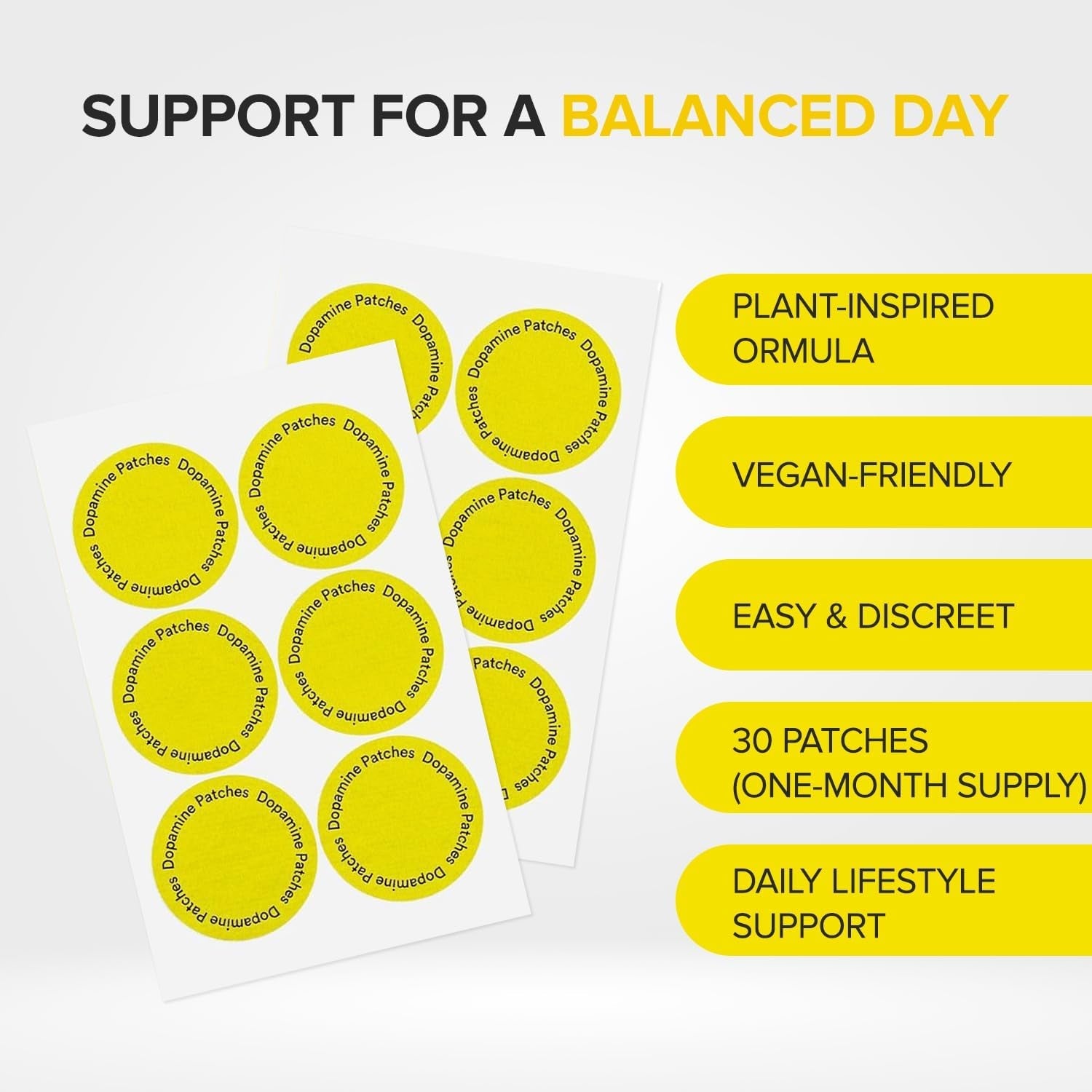 Dopamine Patches Extra Strength: Wellness Support 30 Patches - Plant-Based Formula