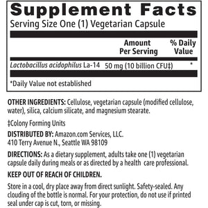 Amazon Basics Daily Probiotic, 10 Billion Active Cultures, Supporting Digestive and Intestinal Health, Capsule, 60 Count, Two Month Supply
