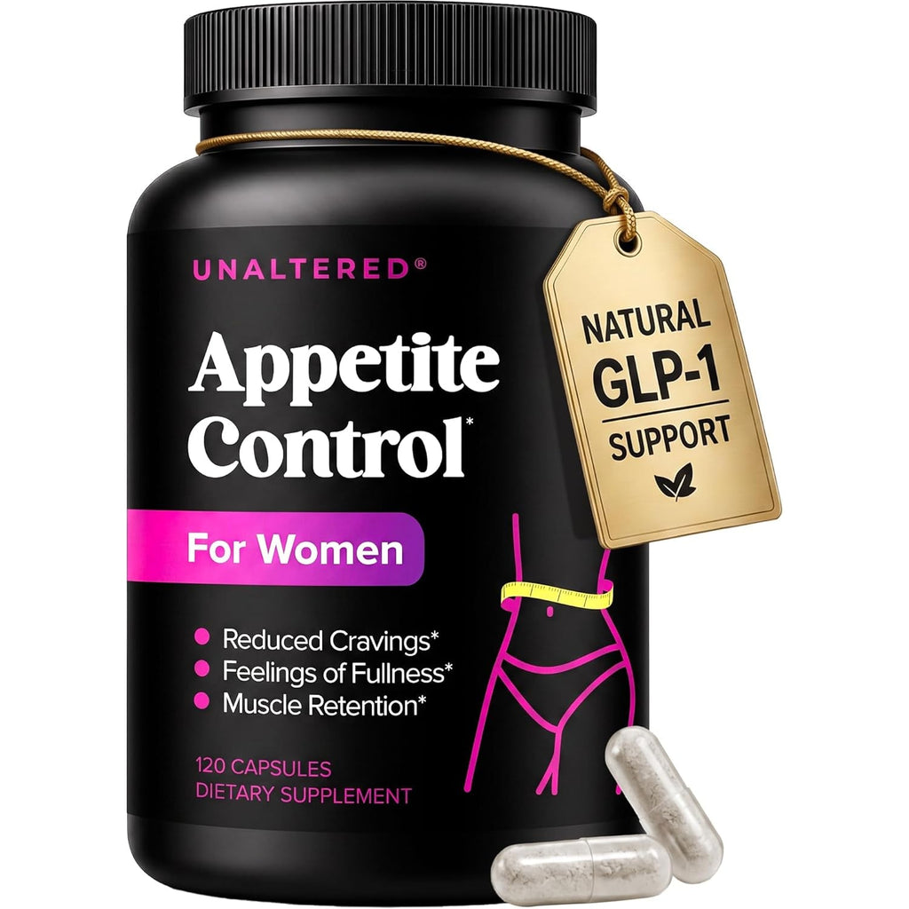 UNALTERED Appetite Control for Women - Support Cravings, Fullness, & Weight Management - Dietary Supplement with Chromium Picolinate & Glucomannan - 120 Vegan Capsules