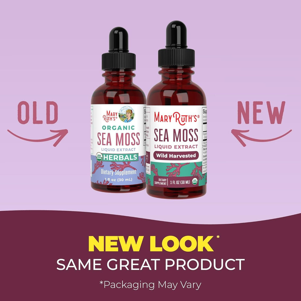 MARYRUTH'S Organic Irish Sea Moss Liquid Drops | Chondrus Crispus | Wild Harvested | Organic Irish Moss Formulated for Adults & Kids Ages 14+ | Unflavored | Sugar Free | Vegan | Non-Gmo | 1 Fl Oz
