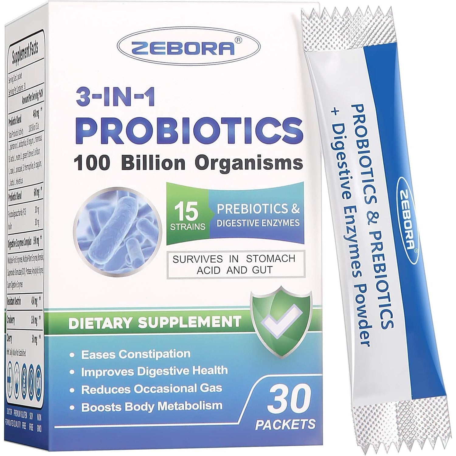 Probiotics for Women & Men - 100 Billion plus Digestive Enzymes & Prebiotics, Highest Potency 3-In-1 Complete Probiotics for Digestive Health, Immune Support