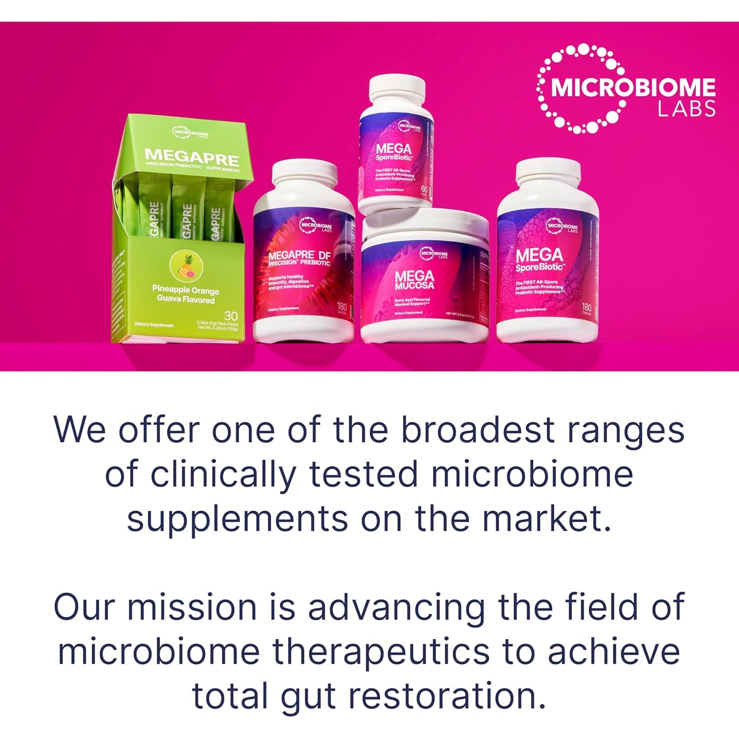 Microbiome Labs HU58 Bacillus Subtilis Probiotics for Women and Men - High Potency Spore Probiotic for Digestive Health & Immune Support - Daily Capsules with 10 Billion CFU (60 Capsules)