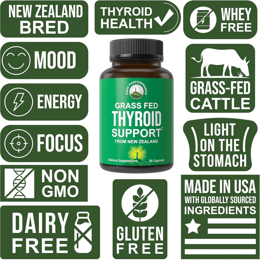 Raw Desiccated Thyroid Supplement. Grass Fed New Zealand Beef Neck & Thyroid Gland Capsules for Women and Men. Ancestral Living Ethically Sourced Bovine Supplements for Energy and Metabolism Support
