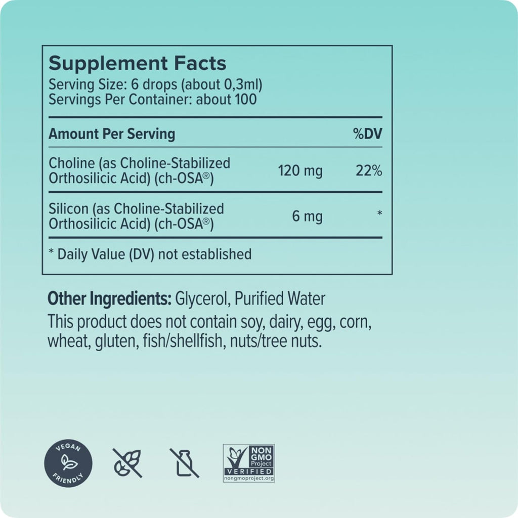 Biosil Collagen Booster Supplement - 1 Fl Oz Drops - Patented Ch-Osa Activator for Skin, Hair, Nails & Joints - Supports Natural Production - 60-Day Supply