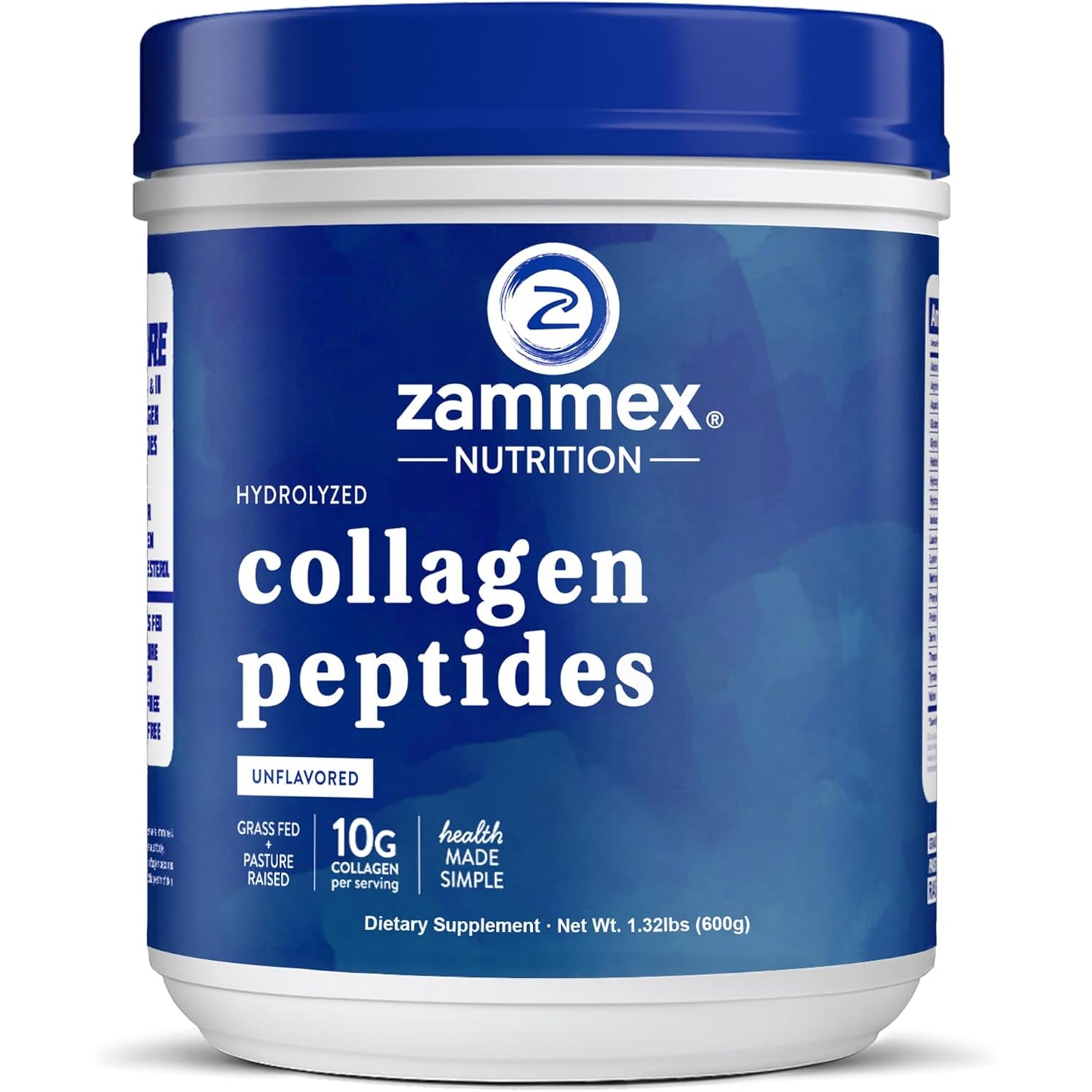 Zammex Premium Collagen Peptides Powder Unflavored,Hydrolyzed Proteins Types I & III, Supports Hair, Skin, Nails, Joints, Grass Fed, Non-Gmo, Gluten-Free,Paleo & Keto Friendly,60 Servings