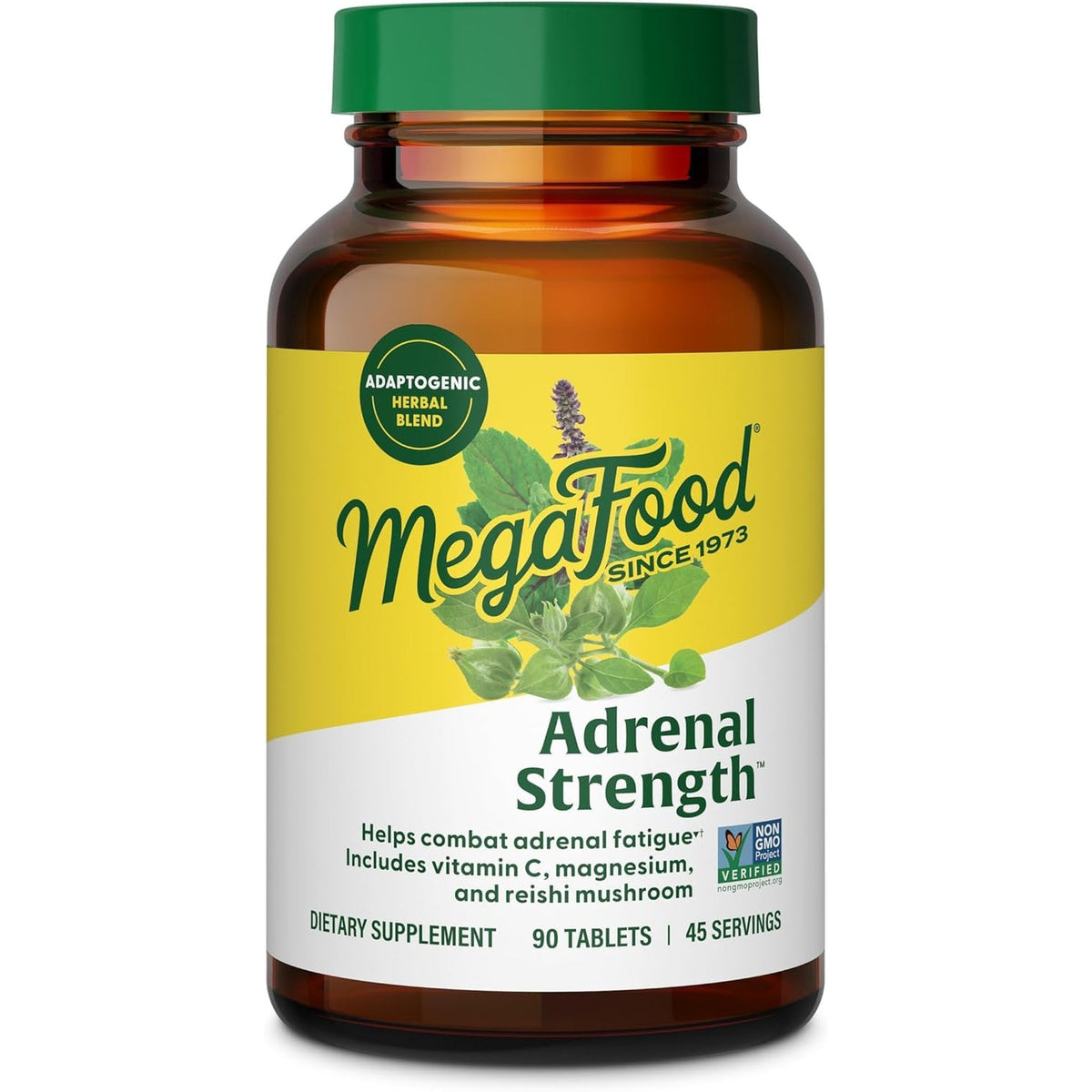 Megafood Adrenal Strength - Adrenal Support Supplements with Ashwagandha, Vitamin C, Magnesium Glycinate, Holy Basil, Astragalus - Reduces Cortisol Levels - Vegetarian - 90 Tablets (45 Servings)