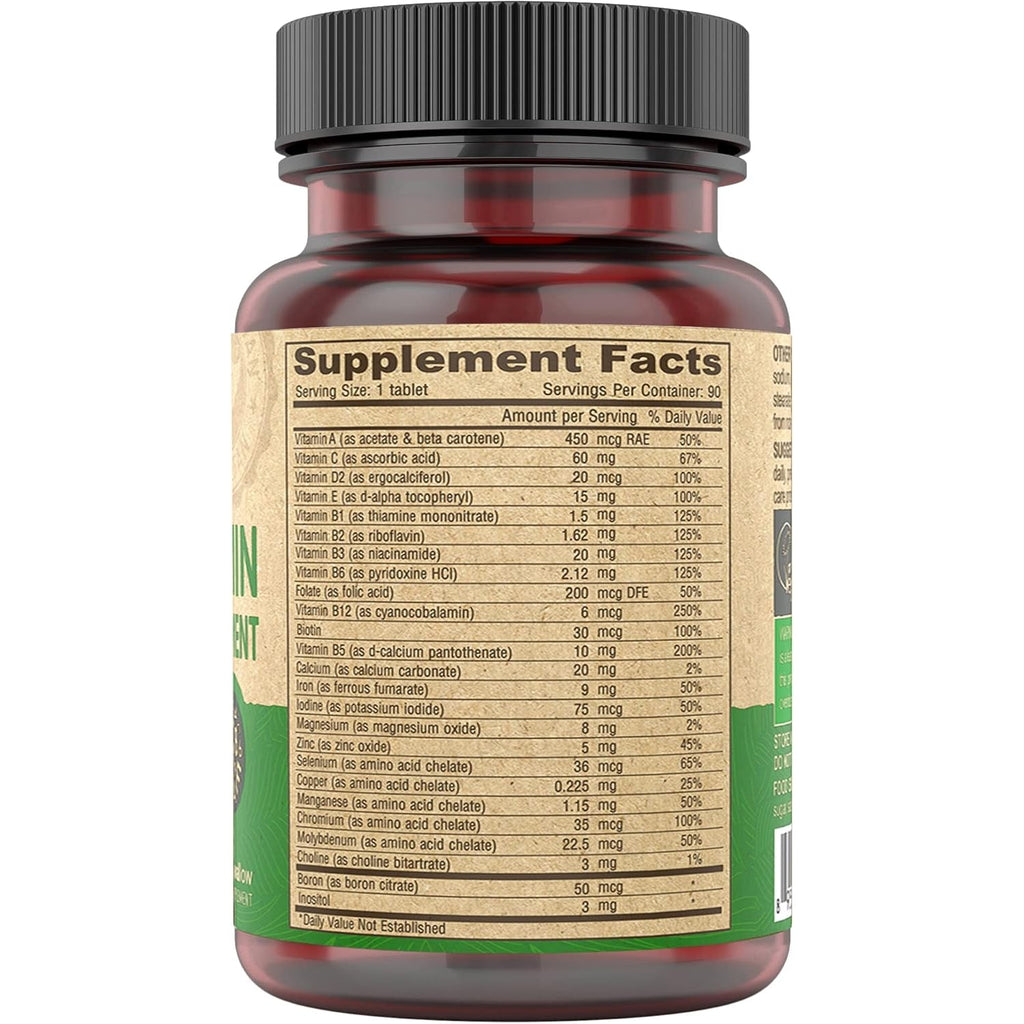 DEVA Vegan Multivitamin for Women & Men with Iron, Vitamin C, E, B Complex Vitamins, Zinc, 90 Tiny Tablets