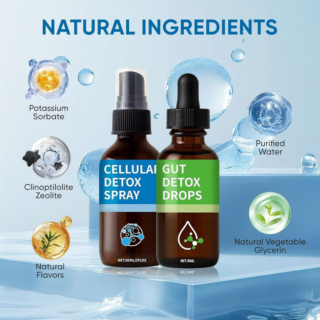 Aacnre Zeolite Detox Pack, Zeolite Drops for Detox & Cleanse, Clinoptilolite Drops & Spray for Heavy Metal Support, Gut Health for Adults