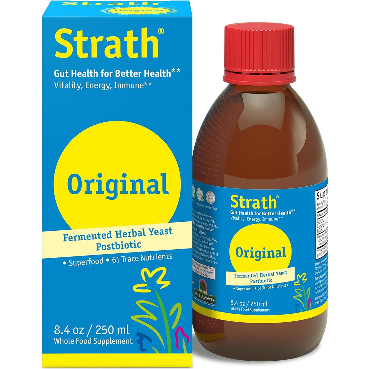 Strath Fermented Herbal Yeast Postbiotic - (8.4 Fl Oz) Daily Nutritional Food Supplement Liquid | Supports Metabolism | Vegetarian | Lactose-Free | No Artificial Additives