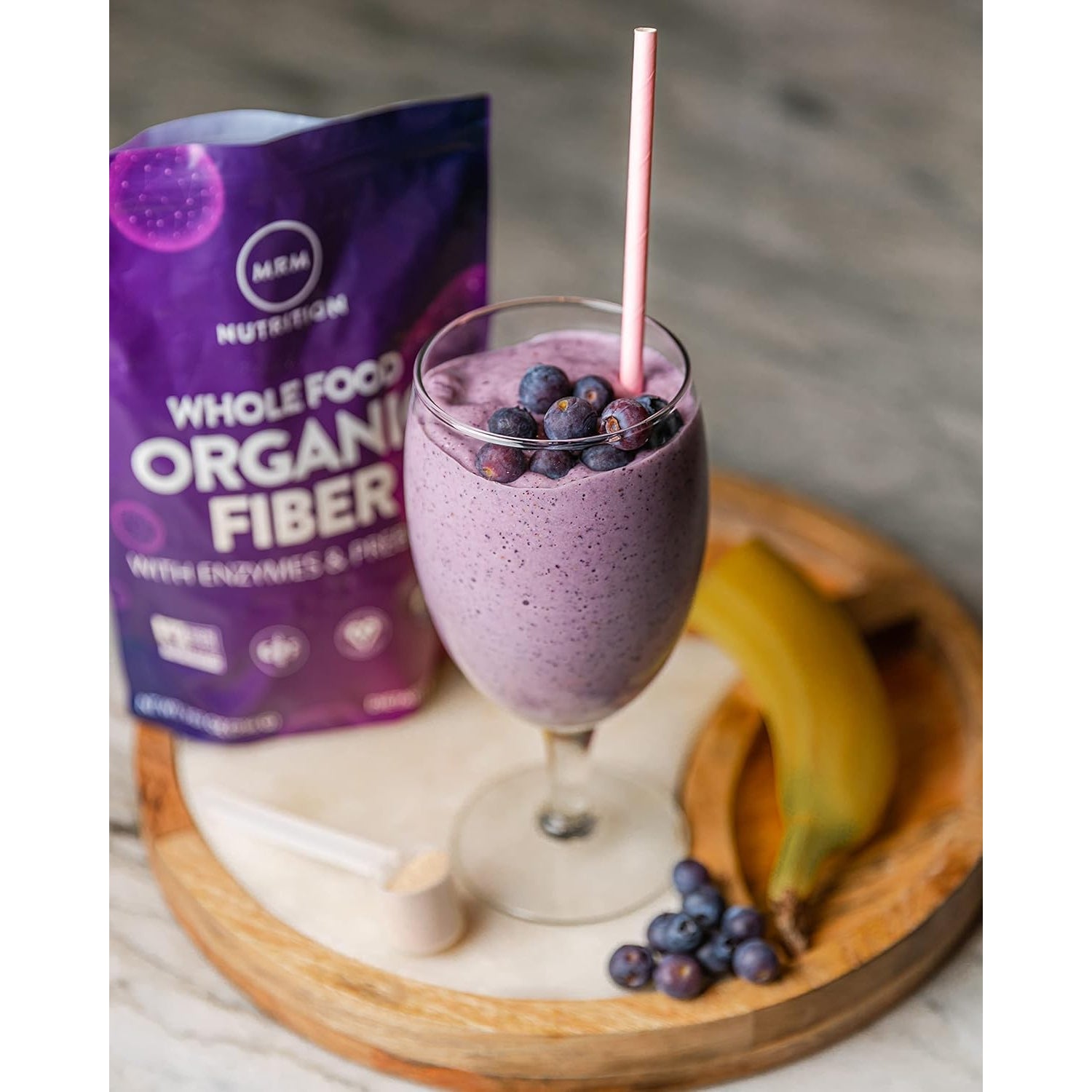 MRM Whole Food Organic Fiber with Enzymes & Prebiotics - Organic High Fiber Powder Supplement for Daily Digestive Support, Soluble & Insoluble Dietary Fiber, Prebiotic Blend, 6 G Fiber - 32 Servings