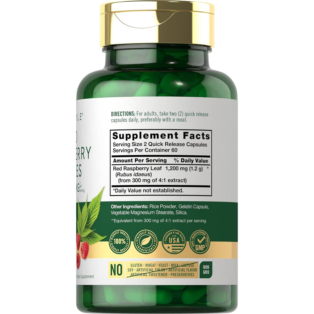 Carlyle Red Raspberry Leaf Capsules | 120 Count | Traditional Herbal Extract | Non-Gmo and Gluten Free Formula