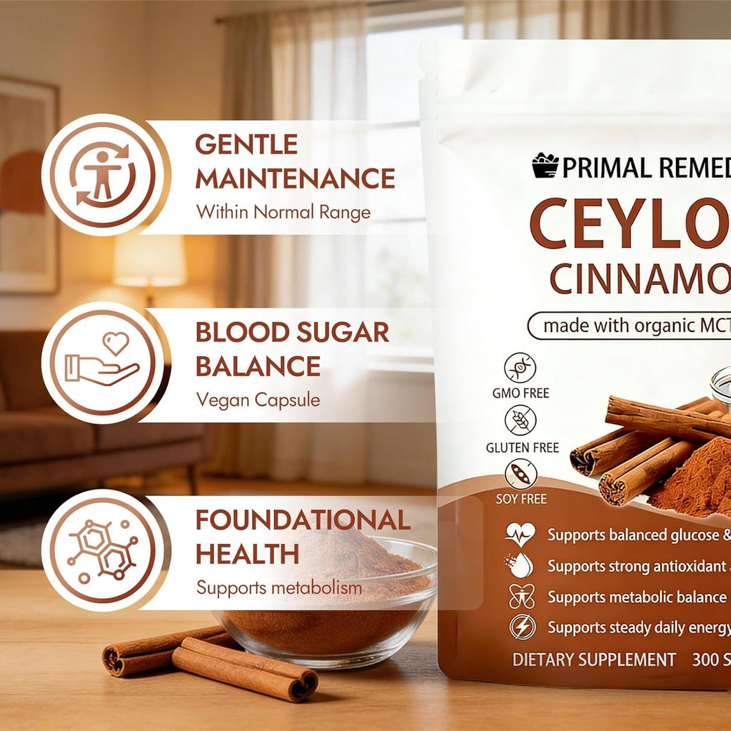 Primal Remedies Ceylon Cinnamon Made with Mct Oil – 300 Softgels, Non-Gmo & Gluten Free, Premium Ceylon Cinnamon Formula