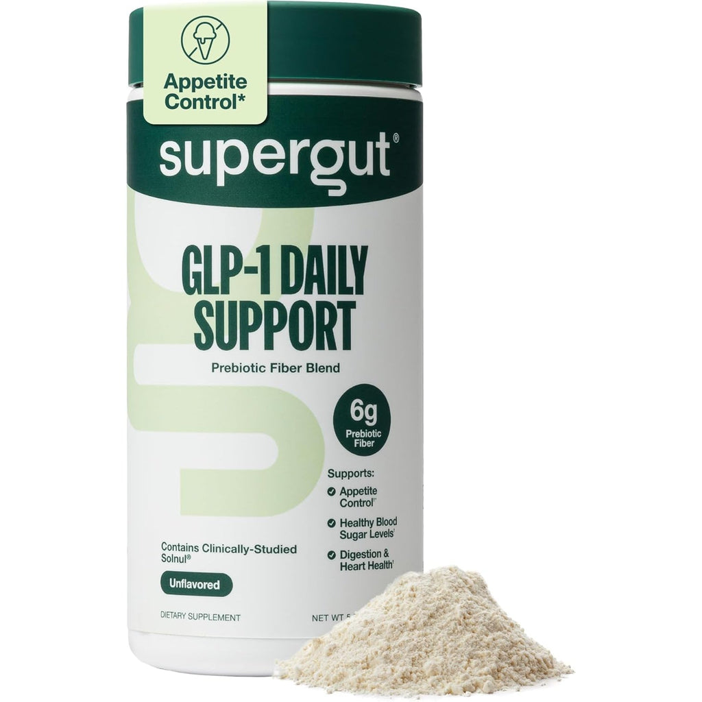 Supergut GLP1 Daily Support - High Fiber GLP-1 Supplement Powder for Women & Men - Sugar-Free Drink Mix for Gut Health (20 Servings)